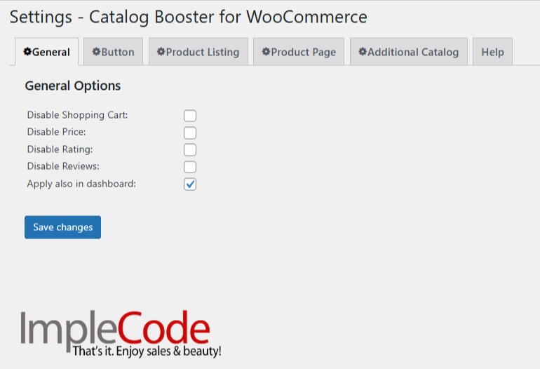 Catalog Booster for WooCommerce General Settings.