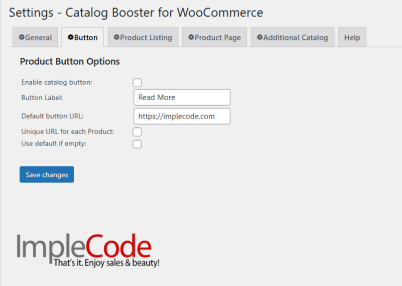 Catalog Booster for WooCommerce Button Settings.