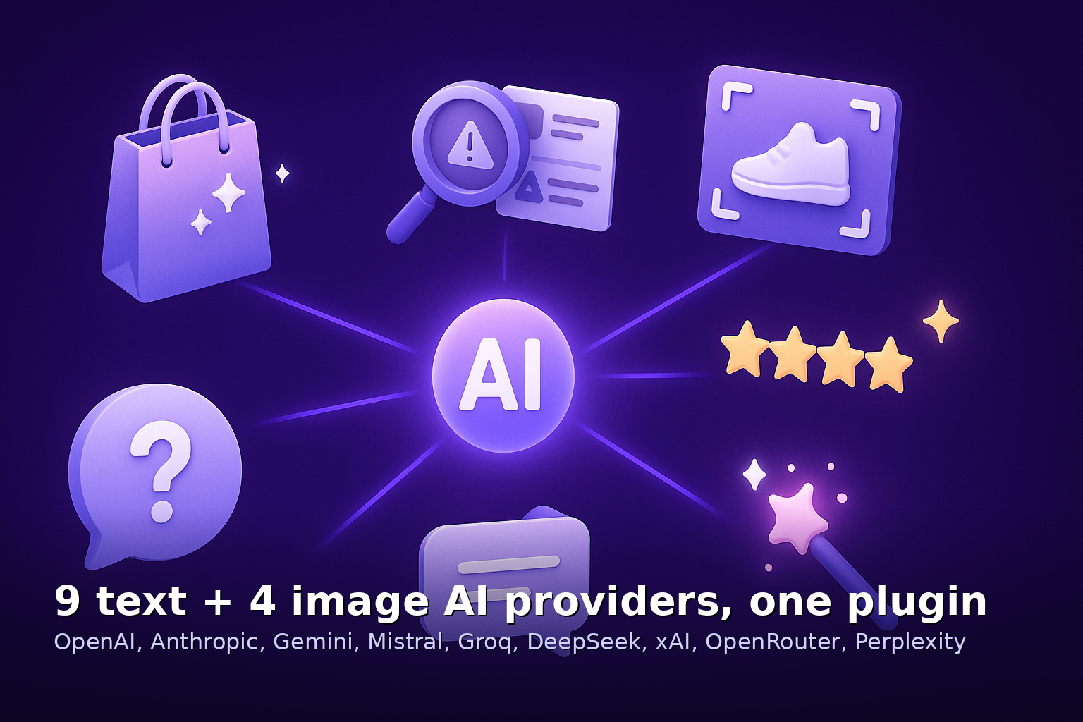 9 text + 4 image AI providers supported in one plugin
