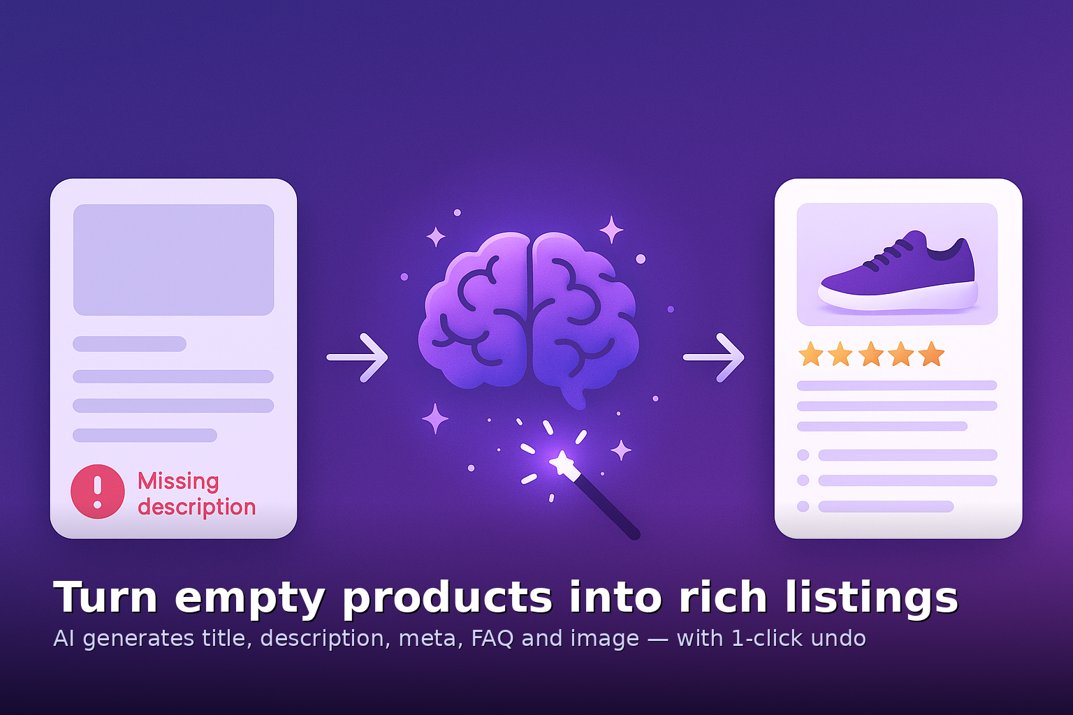 Turn empty products into rich listings in one click