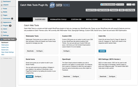 Catch Web Tools Dashboard
