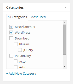 WordPress default category order