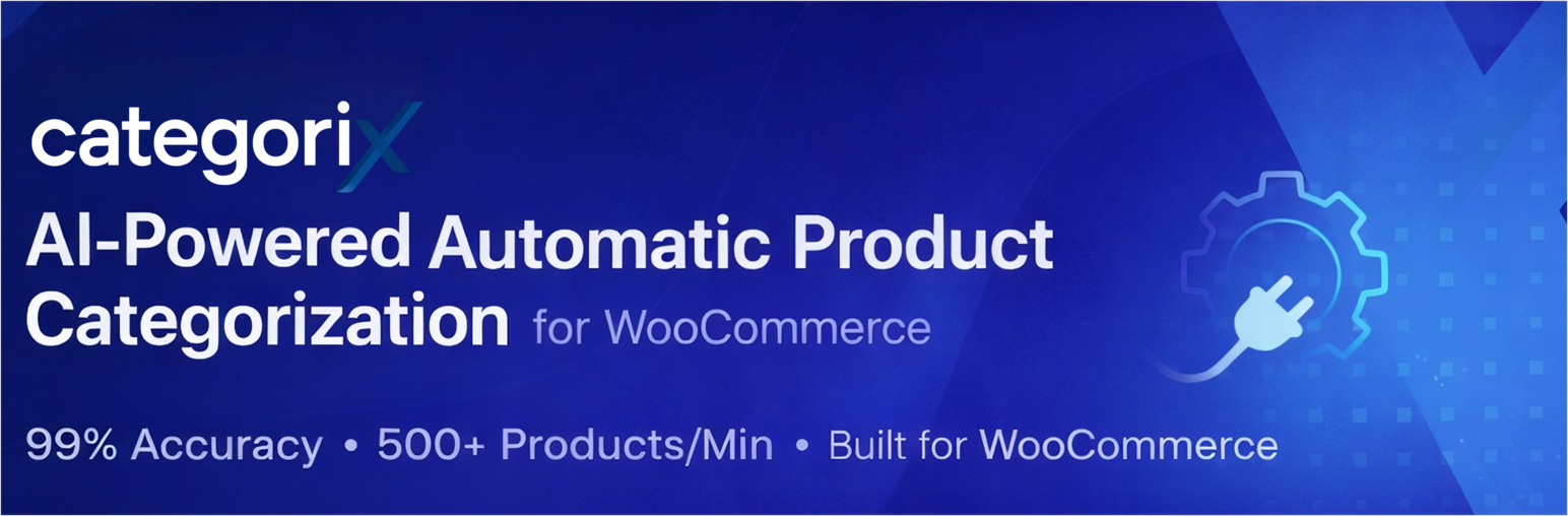 WordPress 外掛 CategoriX: AI Product Categorization for WooCommerce 的封面圖片。