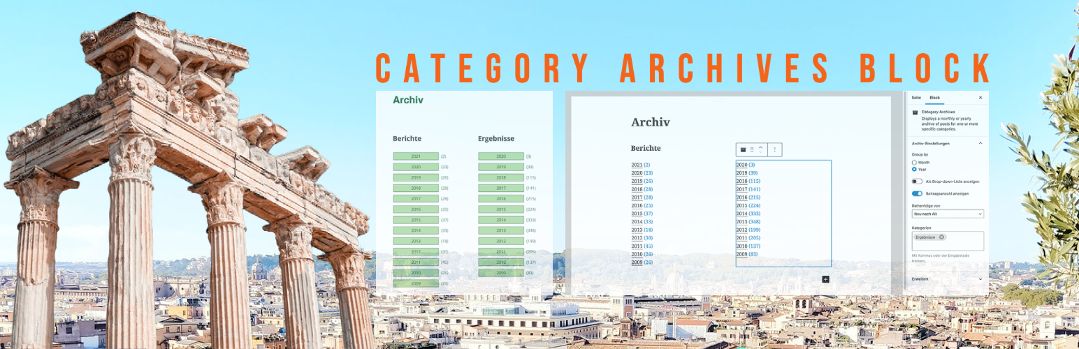 WordPress 外掛 Category Archives Block 的封面圖片。