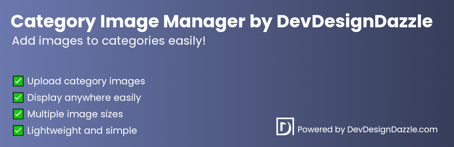WordPress 外掛 Category Image Manager by DevDesignDazzle 的封面圖片。