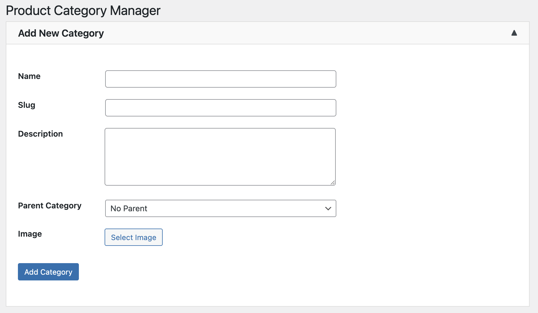 The main Category Manager page showing the drag-and-drop interface.