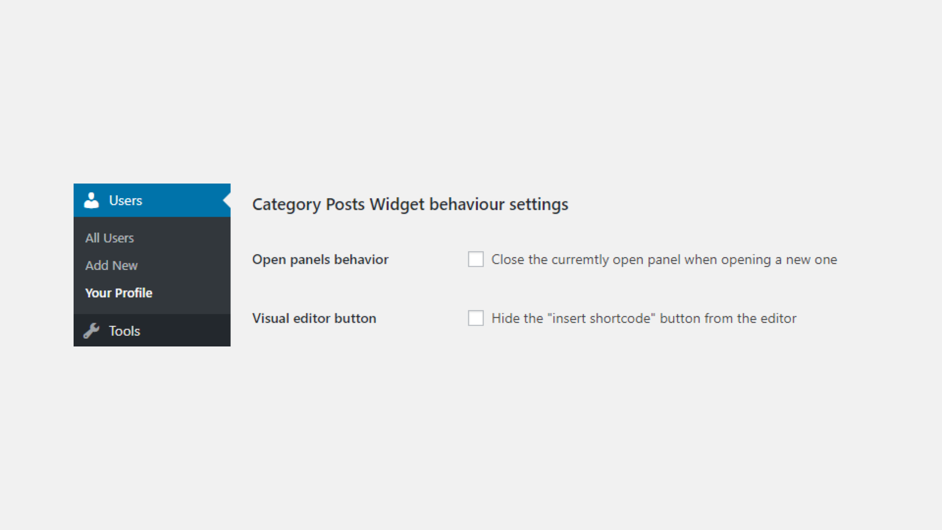 Block behaviour settings for each user.
