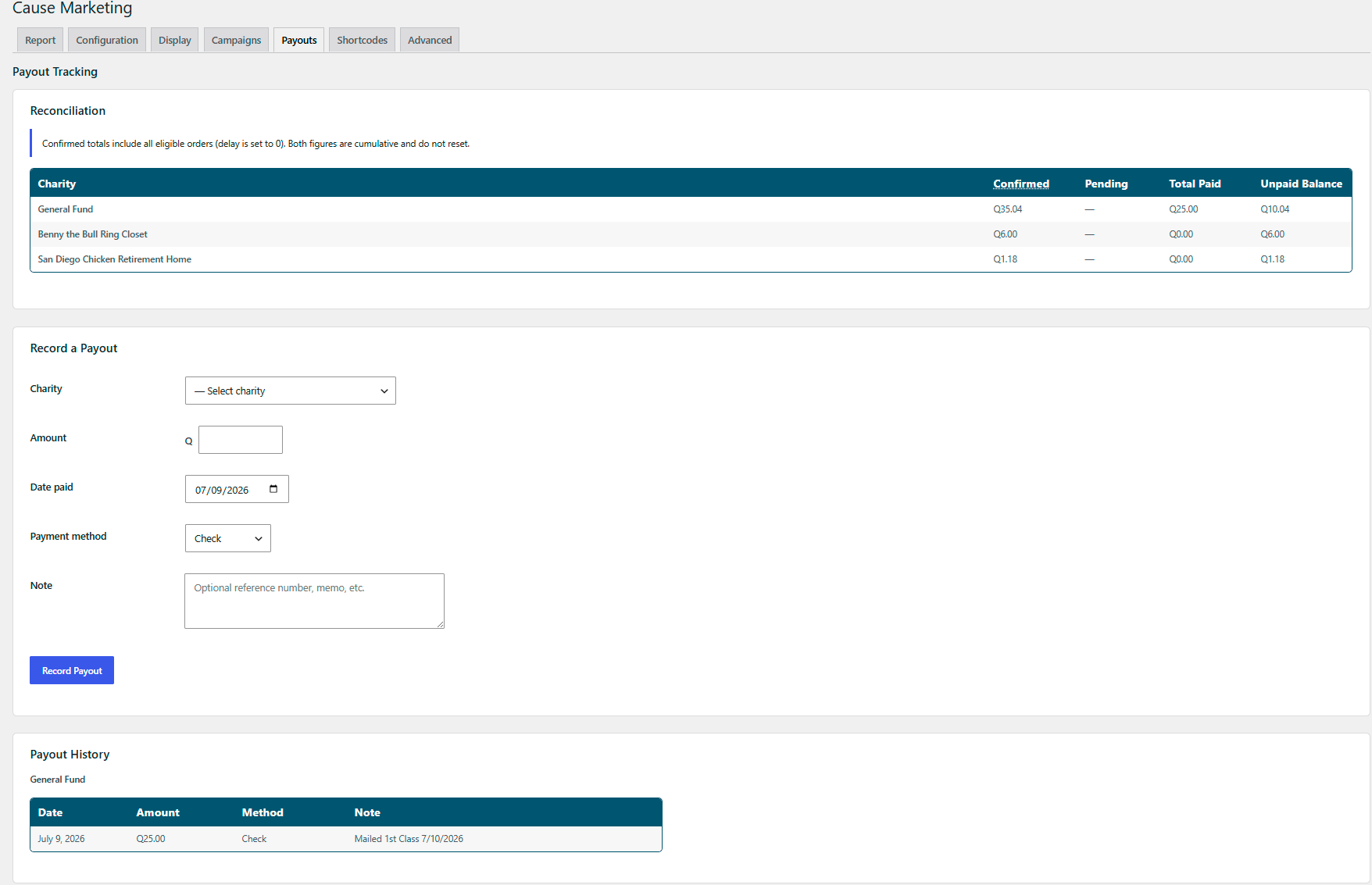 Campaigns tab (Pro) — campaign progress overview with goal tracking and history.