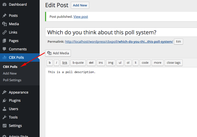 Poll Menu -> Start from here