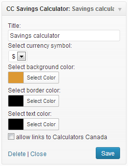 Widget settings in appearance panel