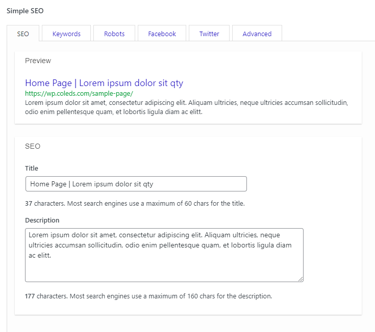 Simple SEO - Screenshot 1
