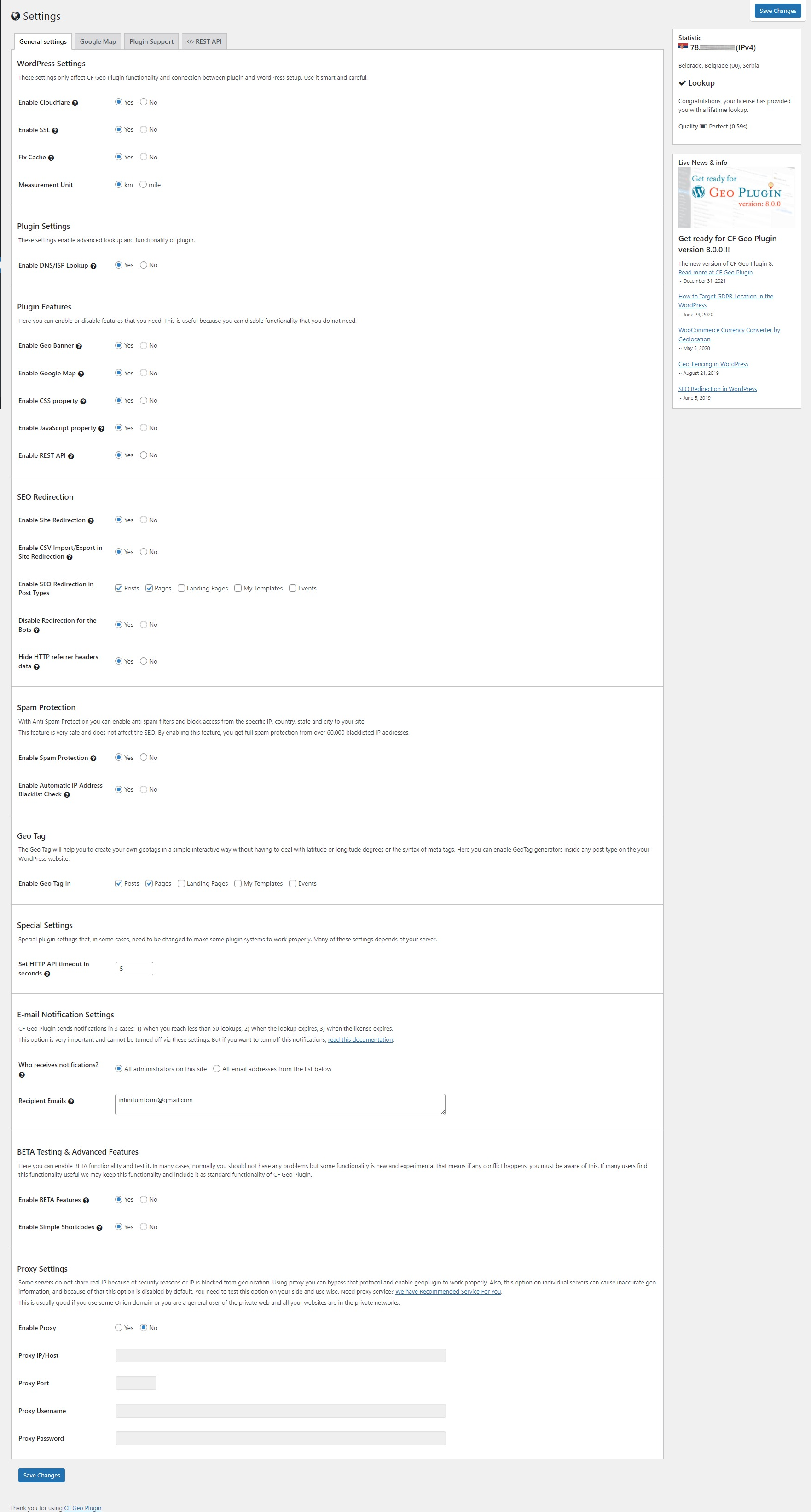 Geo Controller global settings