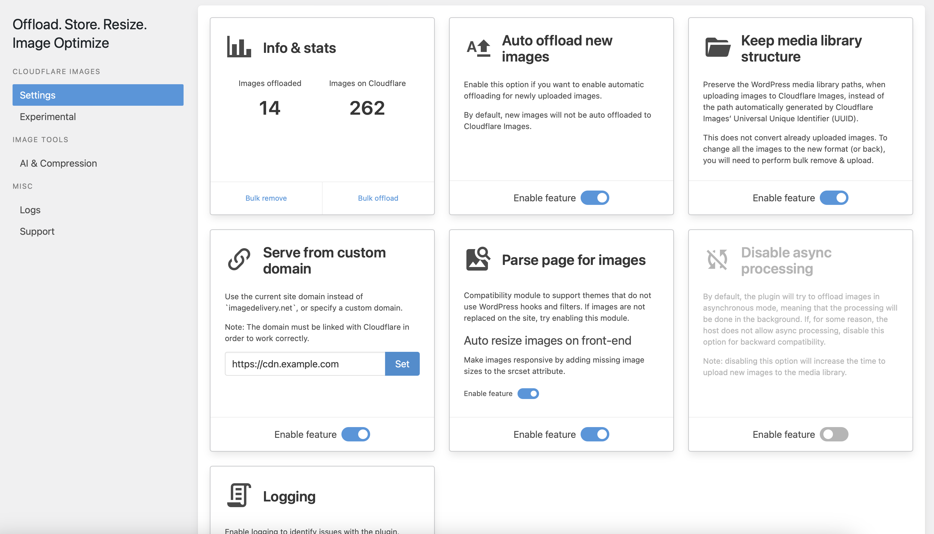 Plugin options and settings