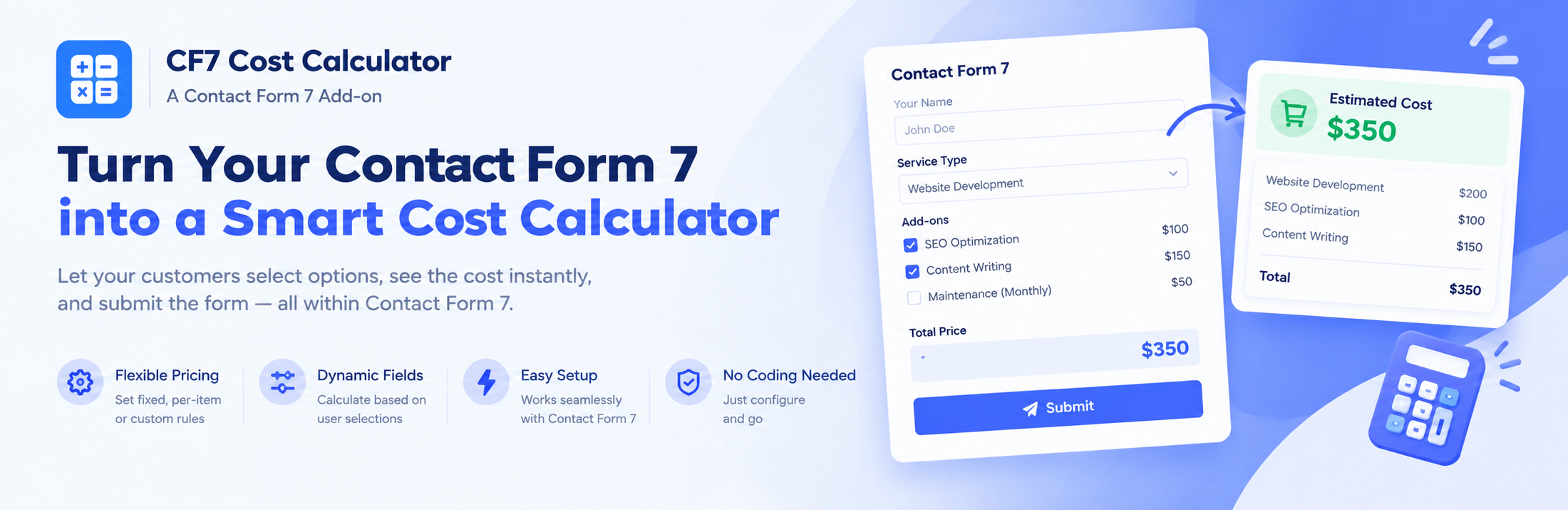 Cost Calculator for Contact Form 7 preview