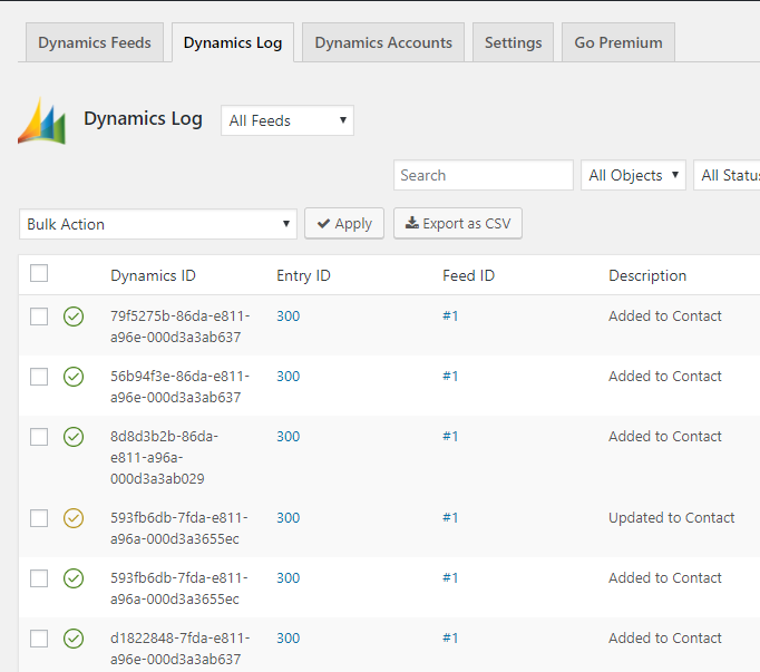 Dynamics CRM logs.