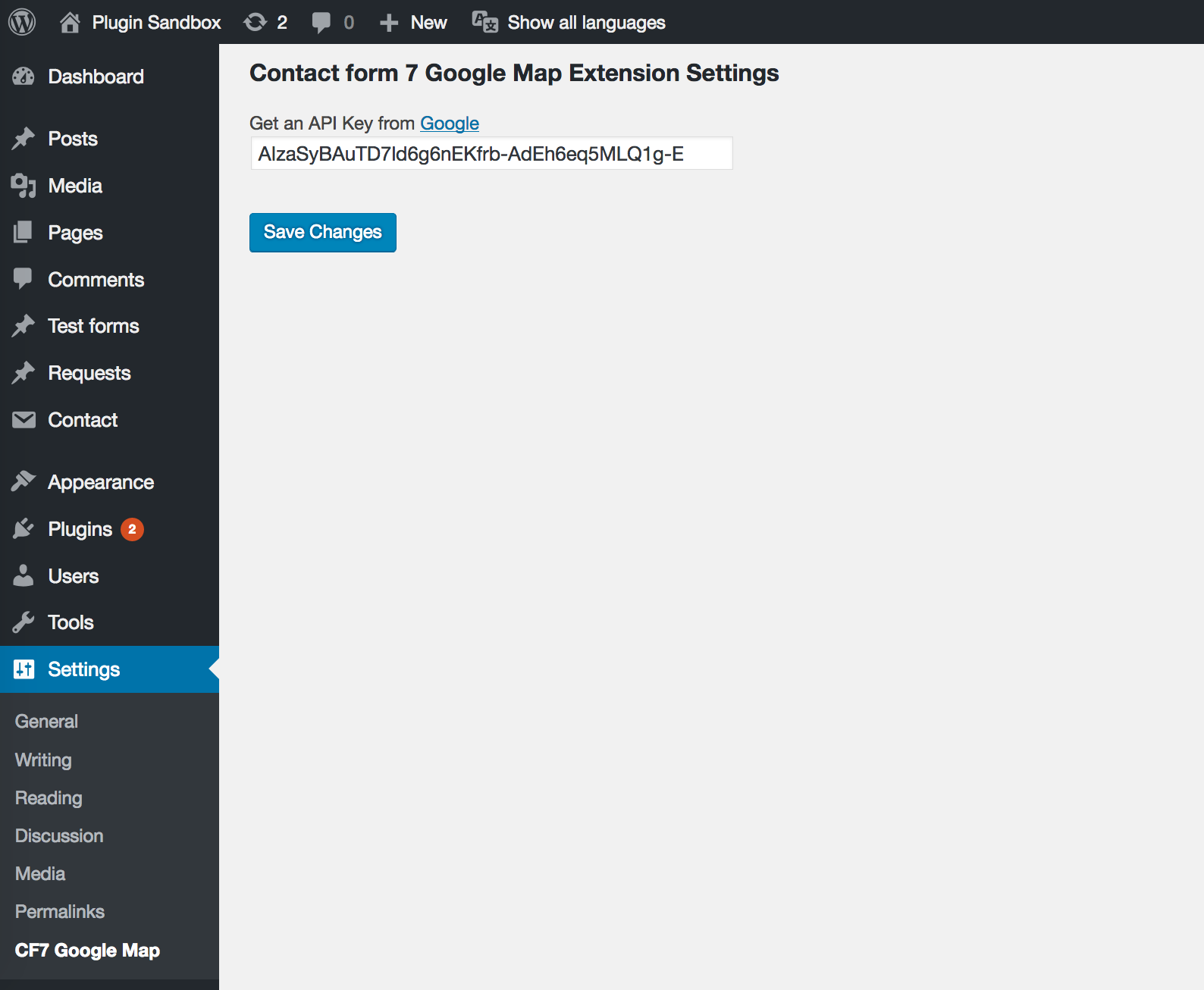 Save your Google API key in the settings, else your map will not function