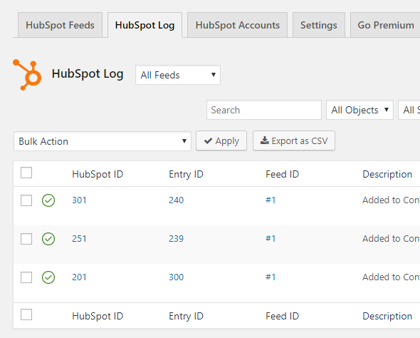 HubSpot logs.