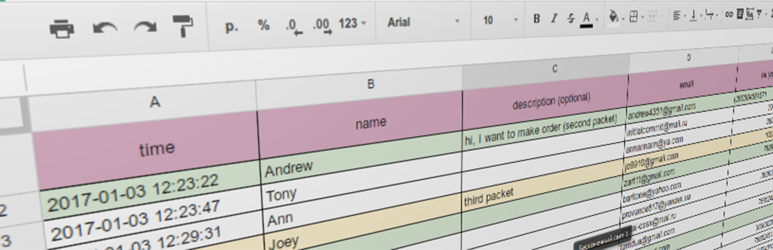 WordPress 外掛 CF7 Spreadsheets 的封面圖片。