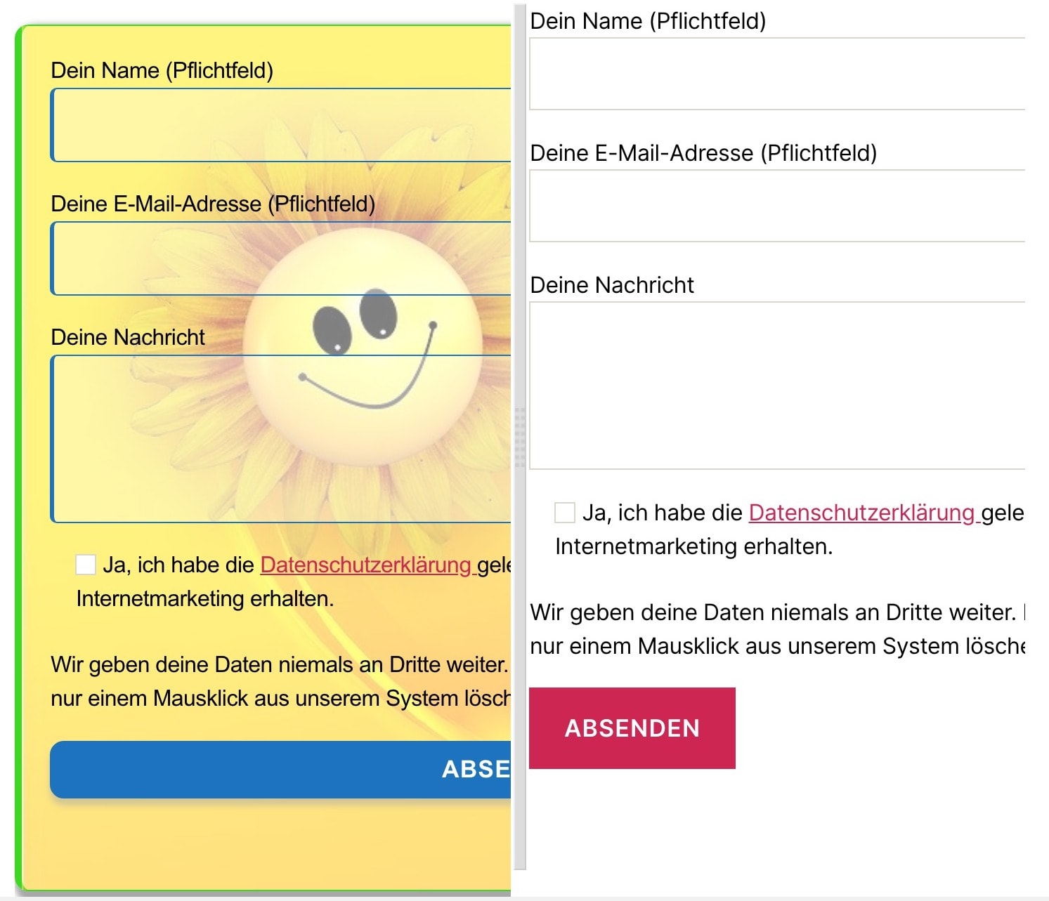 Before - unstyled contactform7