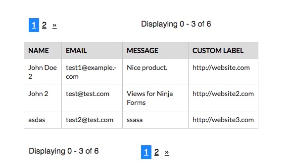 Contact Form 7 Submissions shown in frontend.