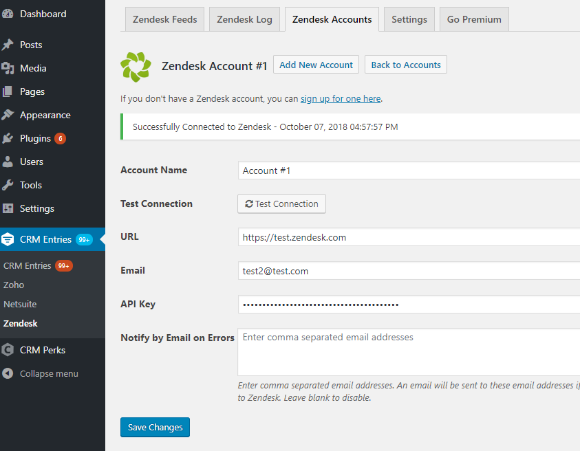 Connect zendesk Account.