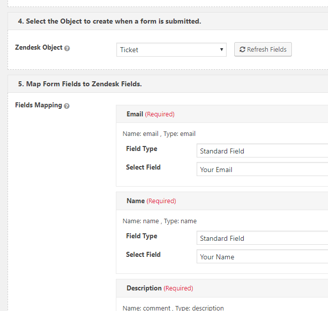 Map zendesk fields.