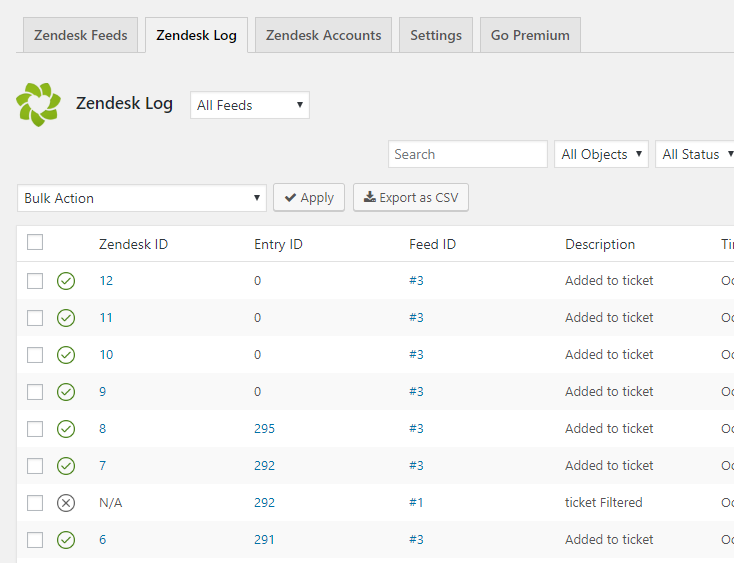 Zendesk logs.