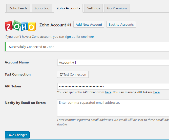 Connect Zoho CRM/Bigin Account.