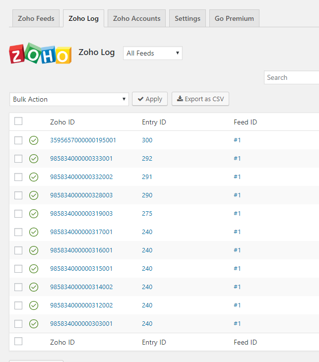 Zoho CRM logs.