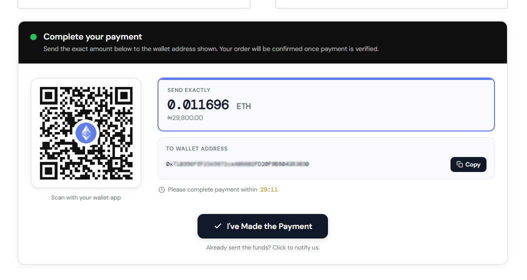 Search and pay with 18,000+ cryptocurrencies using live CoinGecko market data.