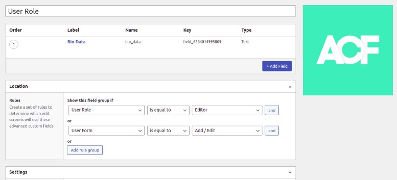 ACF: Dynamic User Role
