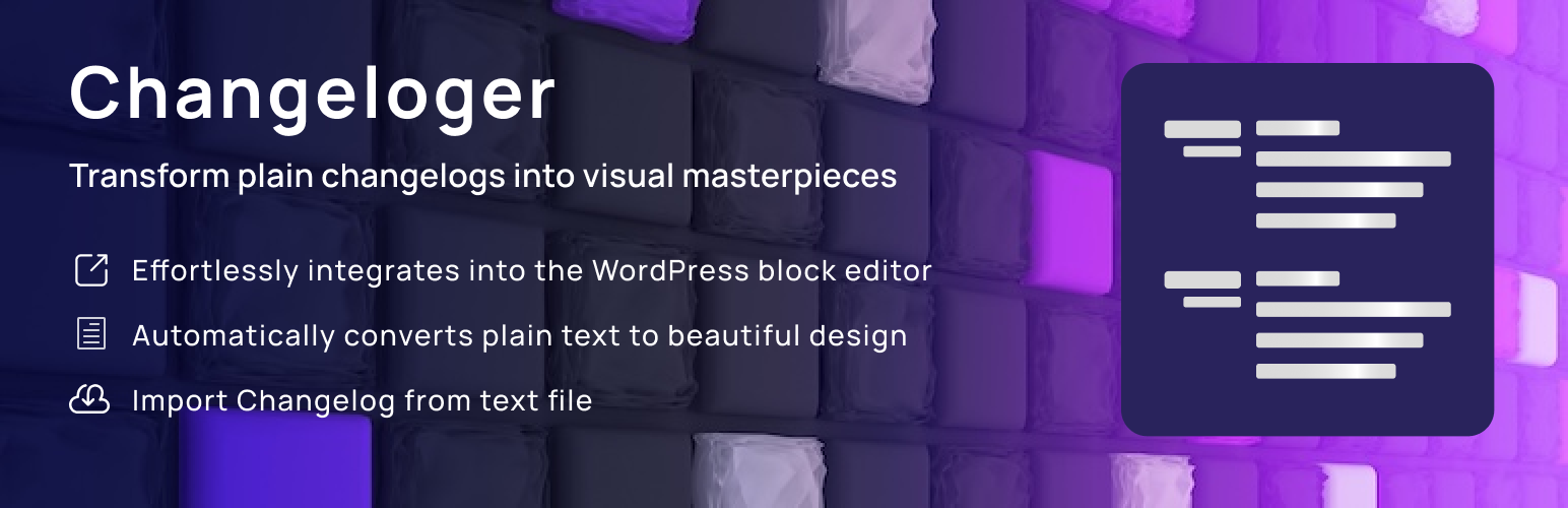 WordPress 外掛 Changeloger – Release Notes & Changelog Manager 的封面圖片。