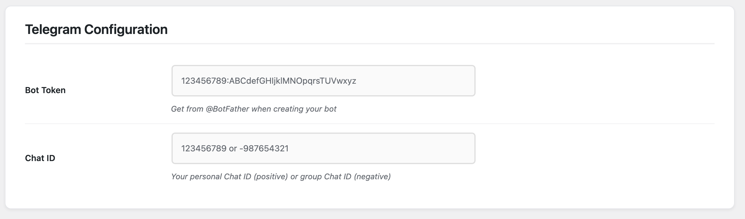 Chat Notifications for Telegram with CF7 - Screenshot 3