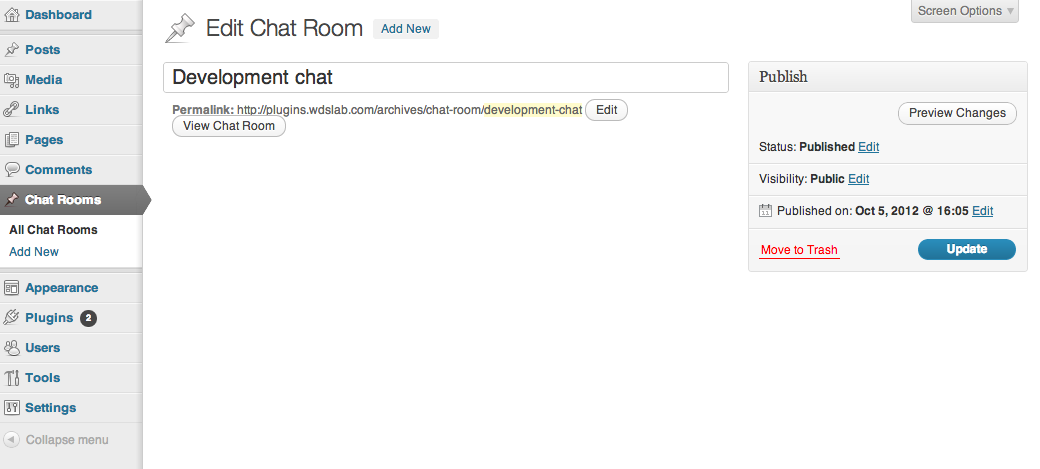 Chat rooms only require a title.