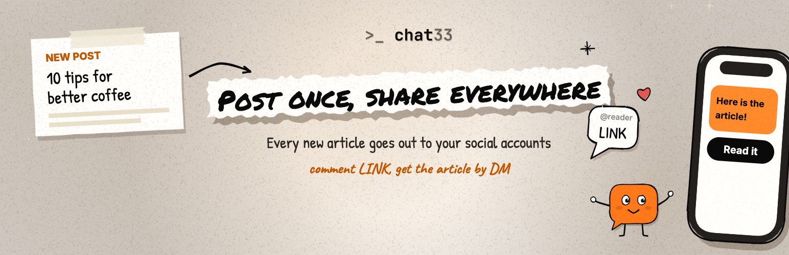 Chat33 – Social Media Auto Post &amp; Comment to DM