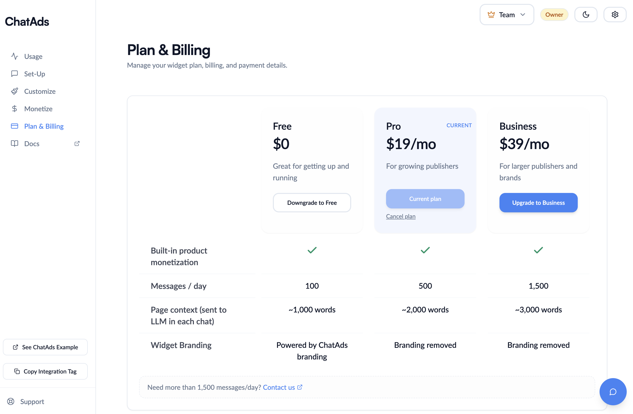 Simple plans, including a free tier to get started with no credit card.