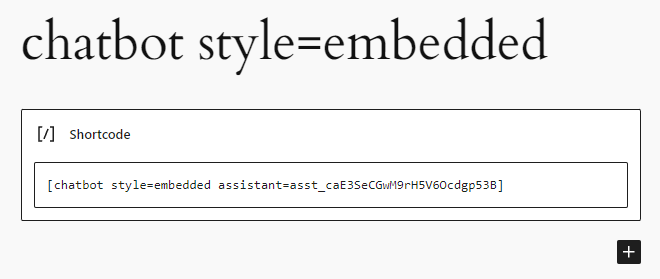 Embedded Chatbot - Shortcode example