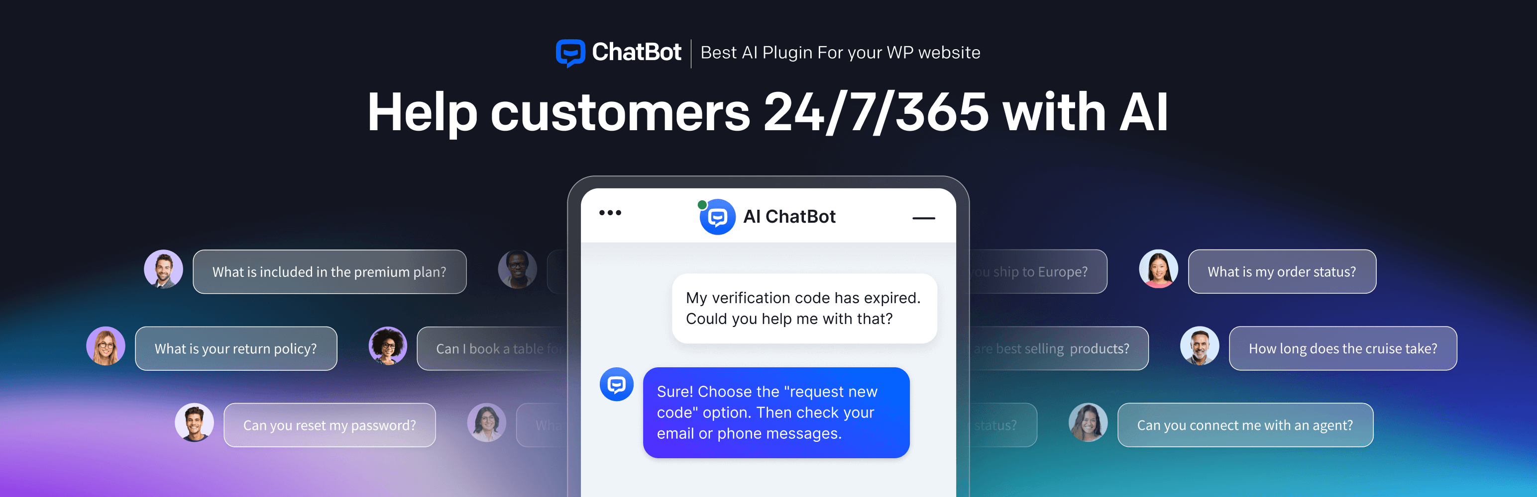 WordPress 外掛 ChatBot – WP AI Chat Bot Plugin, Best AI Bot For WordPress 的封面圖片。