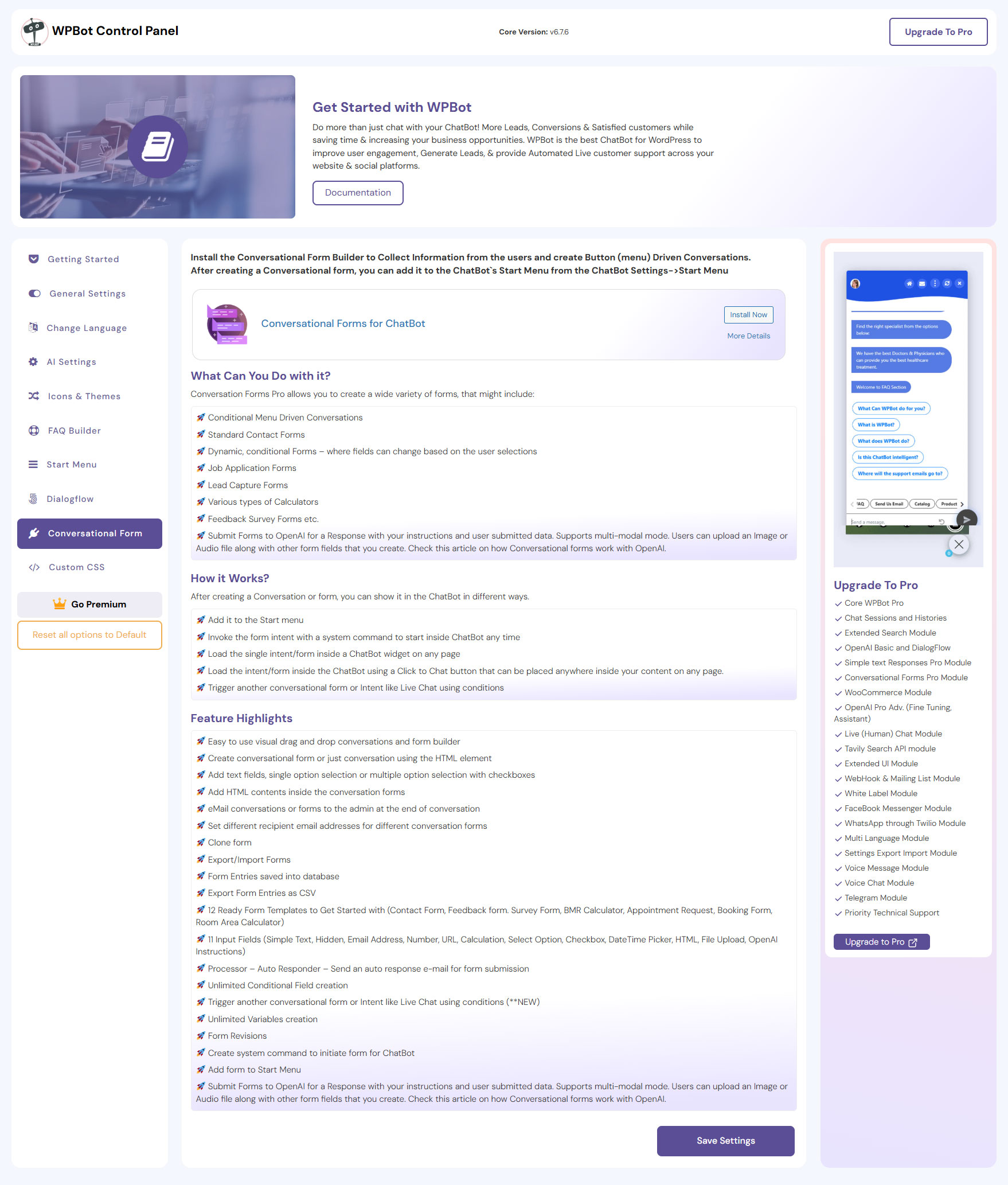 WPBot OpenAI Settings