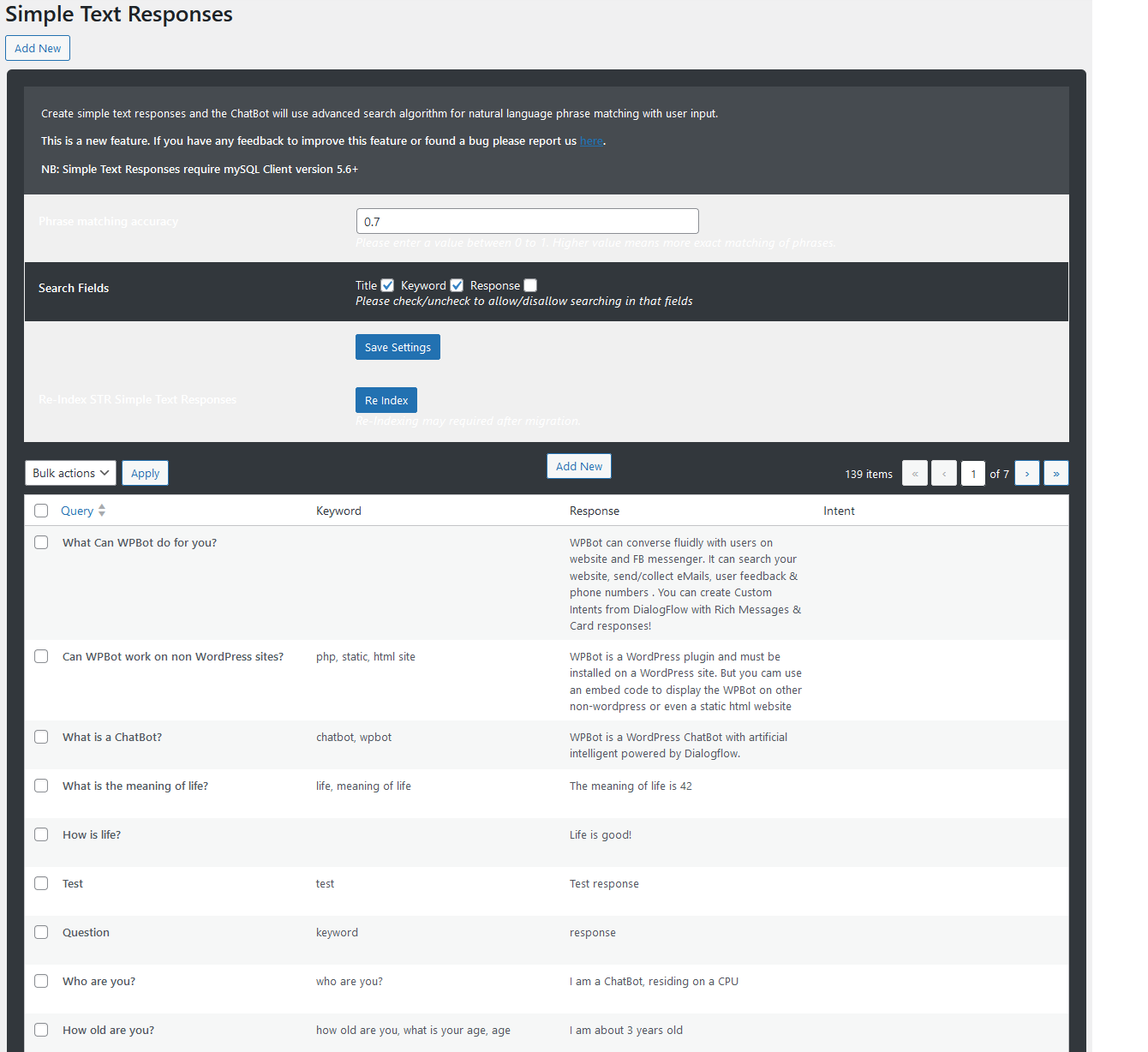 WPBot OpenAI Settings