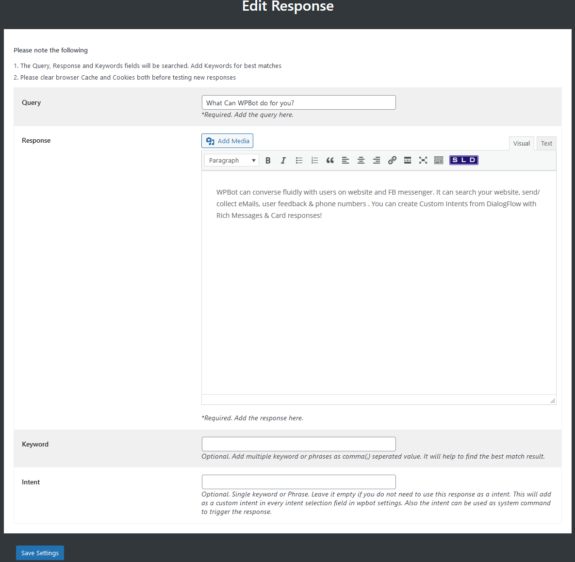 WPBot Simple Text Responses