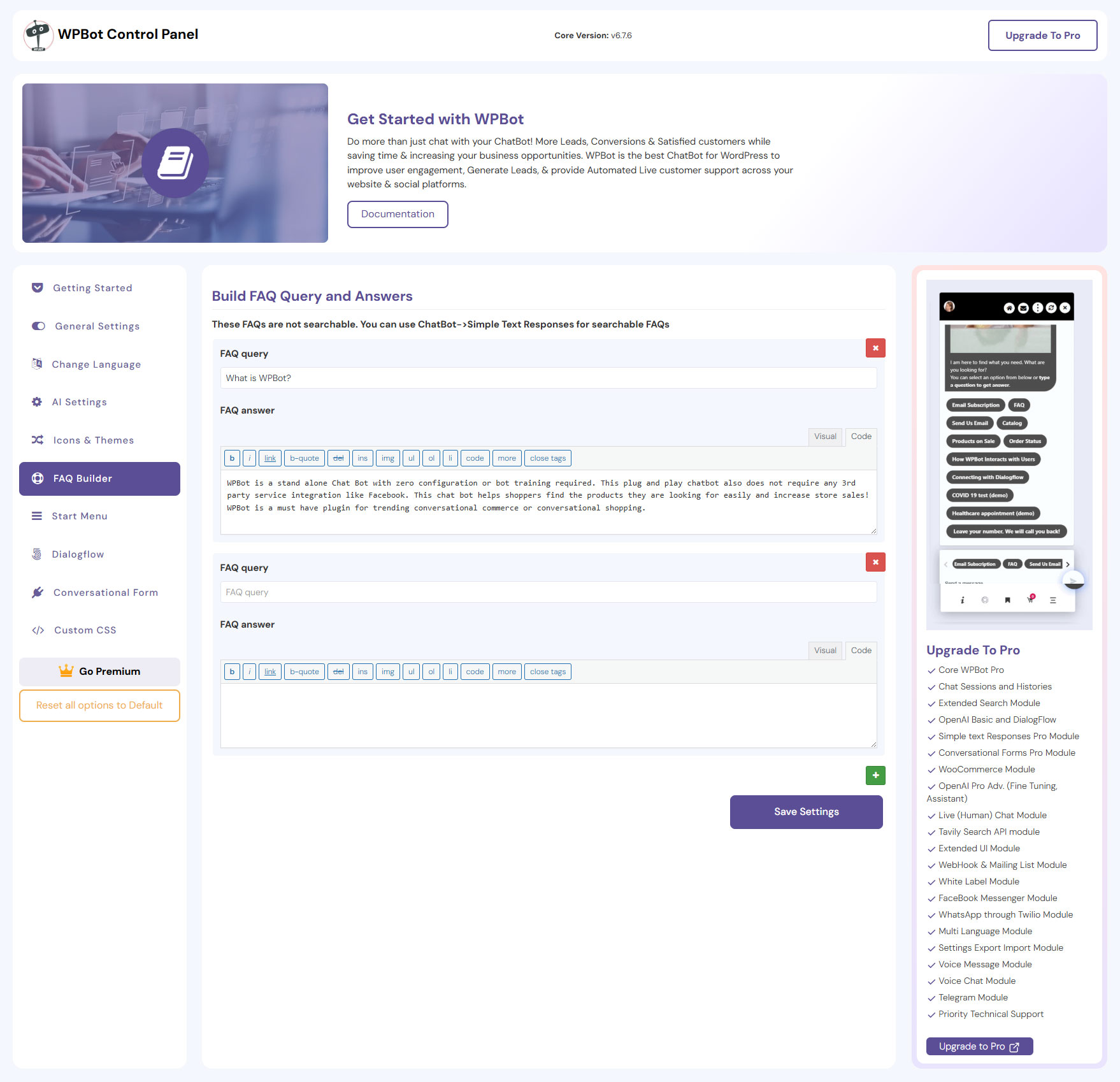 WPBot FAQ Builder