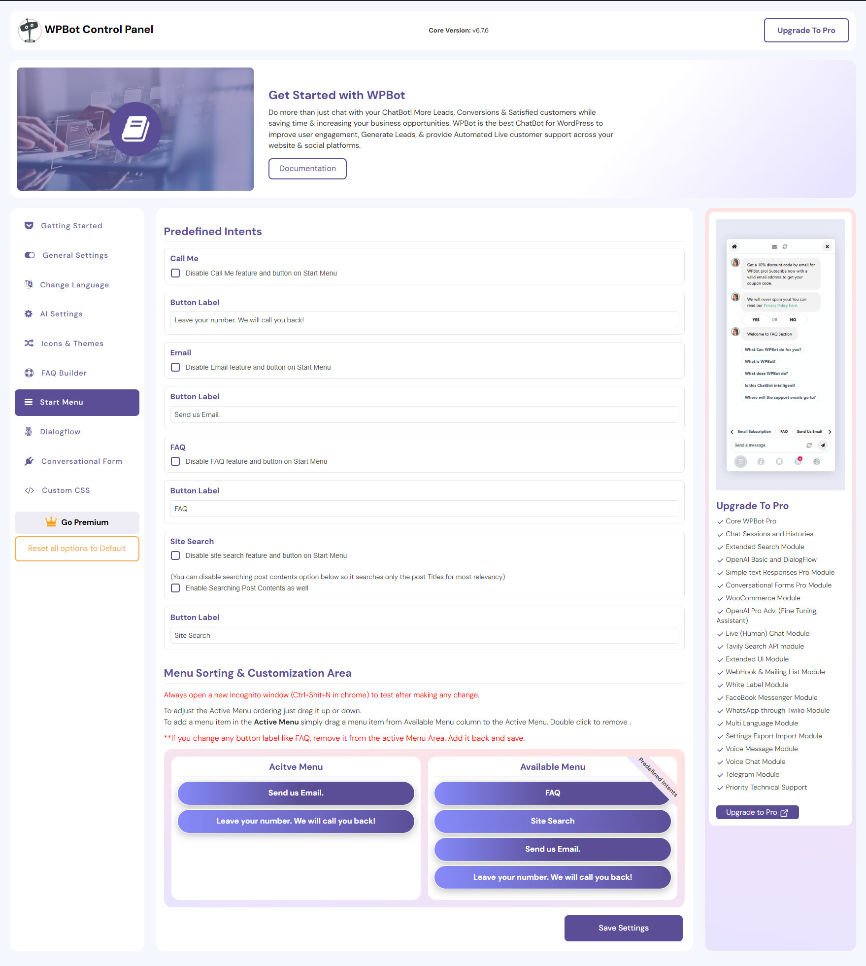 WPBot Start Menu Builder