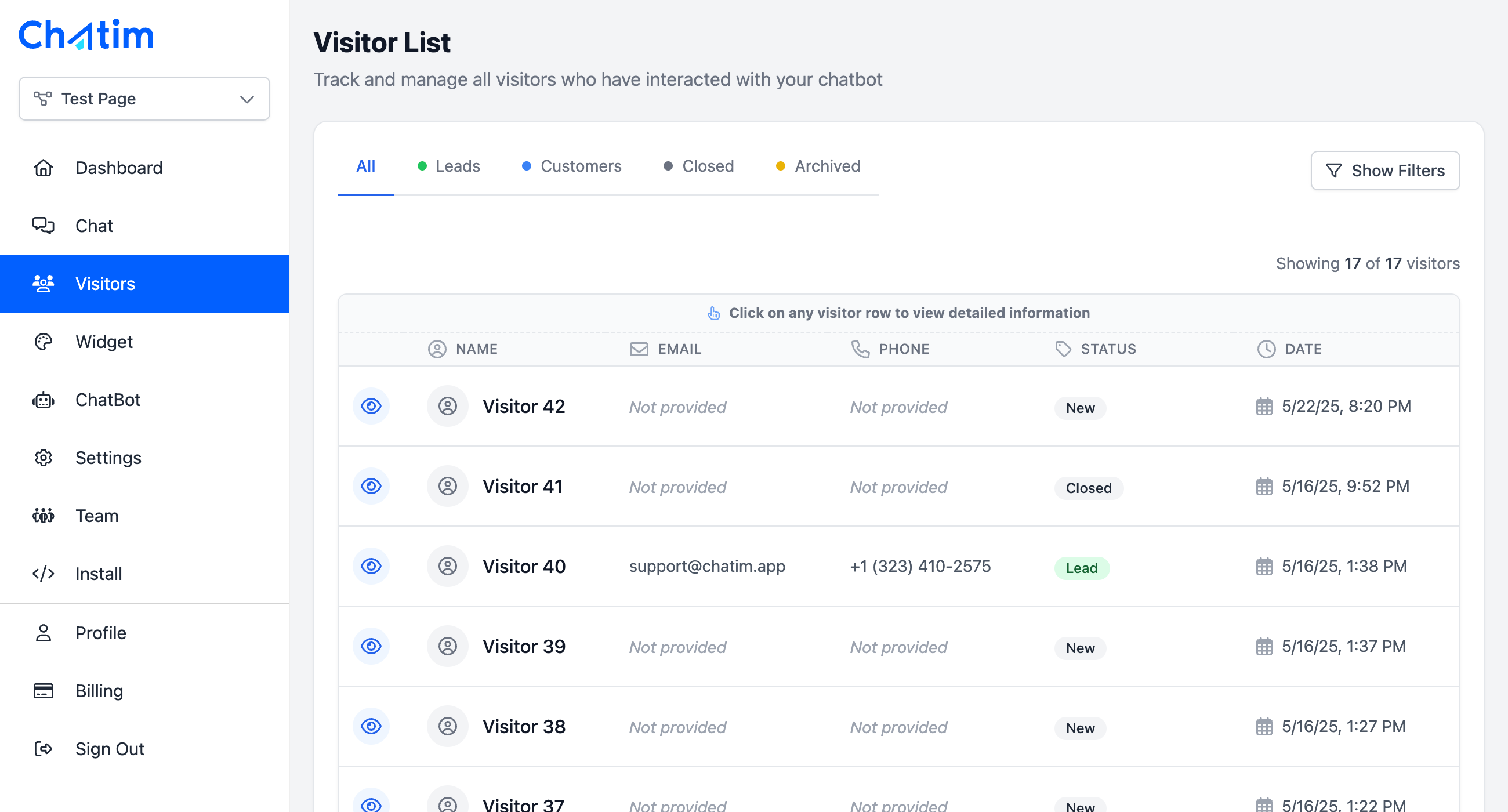 Chatim CRM - Organize and track customer interactions, leads, and sales