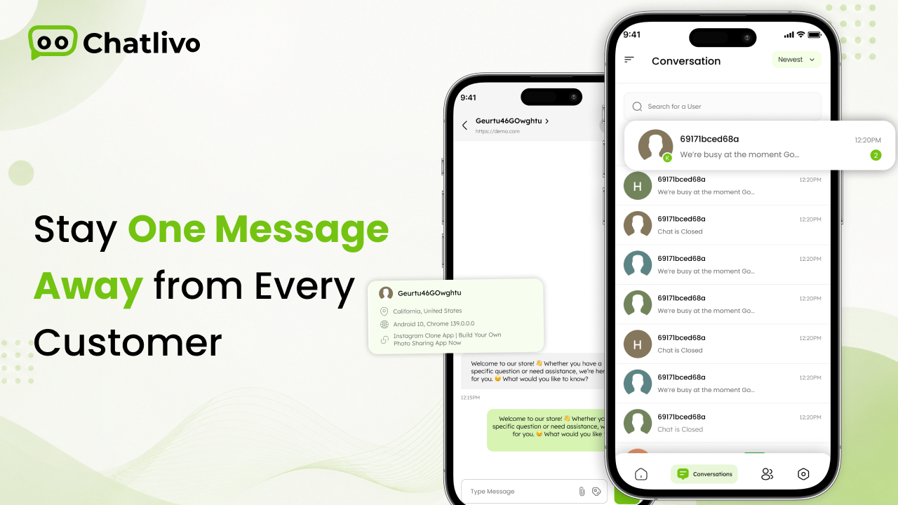 Manage conversations on the go from any mobile browser.