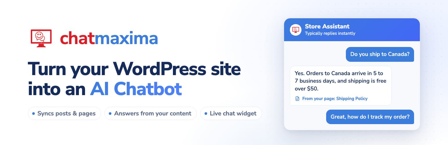WordPress 外掛 ChatMaxima AI Chatbot 的封面圖片