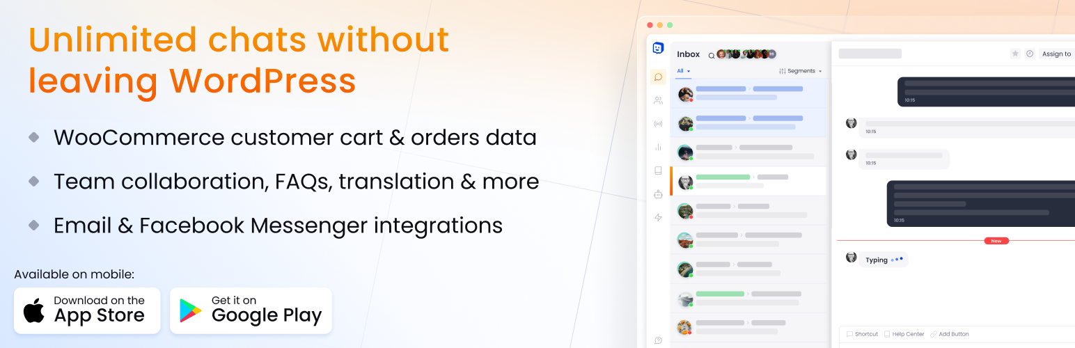 WordPress 外掛 Chatway Live Chat – Customer Support, FAQ & Helpdesk Customer Service, Chat Buttons, and WhatsApp 的封面圖片。