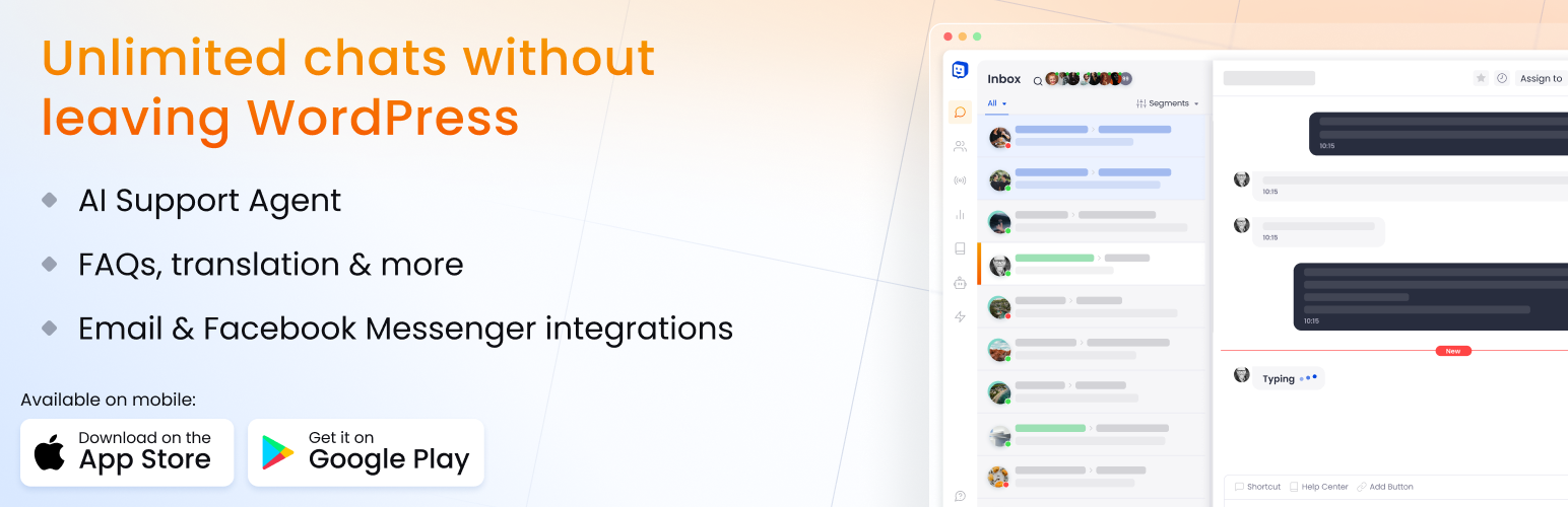 WordPress 外掛 Chatway Live Chat – AI Chatbot, Customer Support, FAQ & Helpdesk Customer Service & Chat Buttons 的封面圖片
