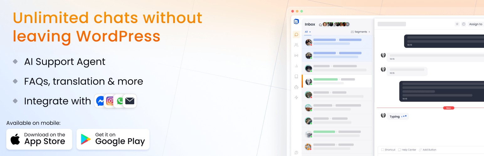 WordPress 外掛 Chatway Live Chat – AI Chatbot, Customer Support, FAQ & Helpdesk Customer Service & Chat Buttons 的封面圖片