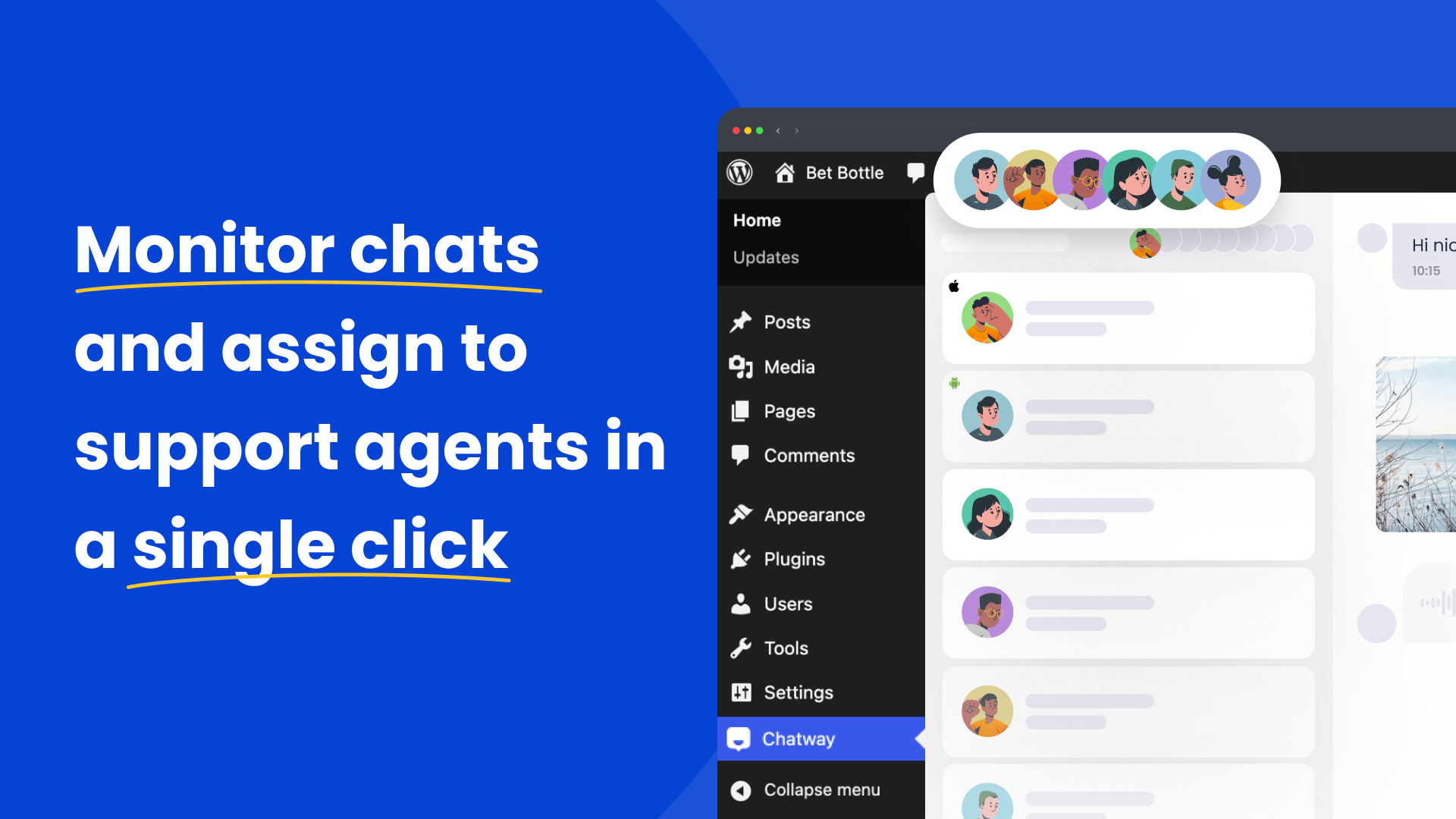 Invite your team as agents so they can live chat with your visitors as well